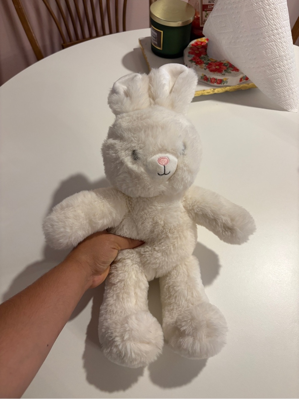 Cream Plush Bunny Stuffed Animal - Soft Cuddly Toy